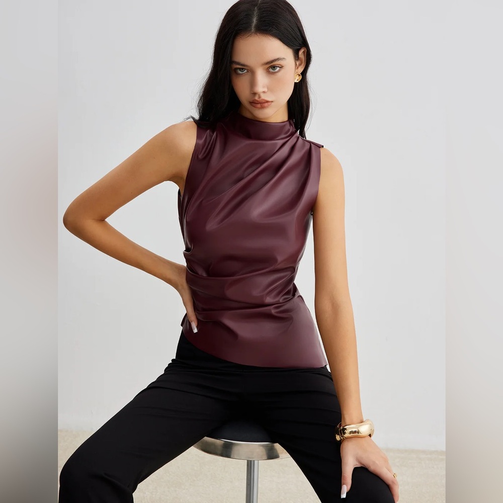 Commense Burgundy Sleeveless Top